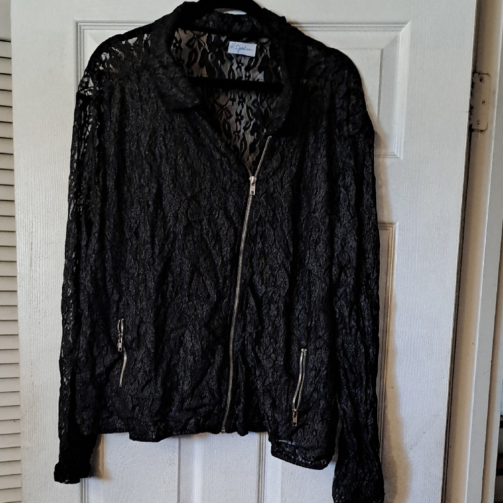 Catherines Black Lace Bomber Jacket